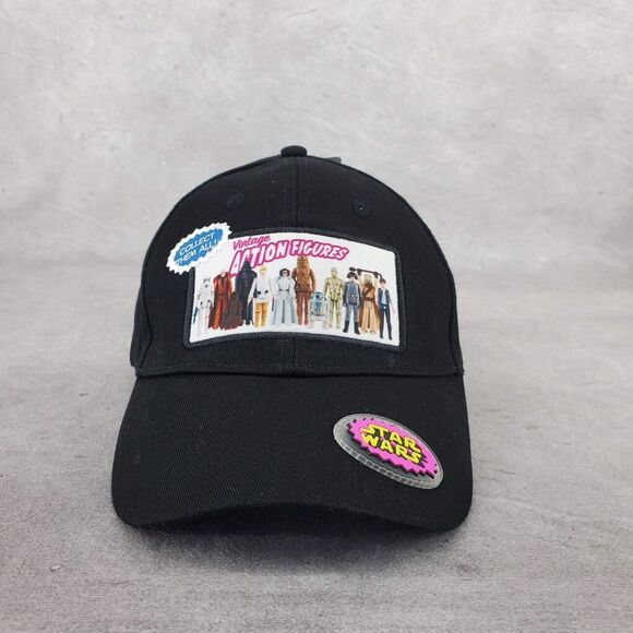 Disney Parks Star Wars Hat Vintage Action Figures Logo Black‎ Strapback Cap New - Picture 1 of 12
